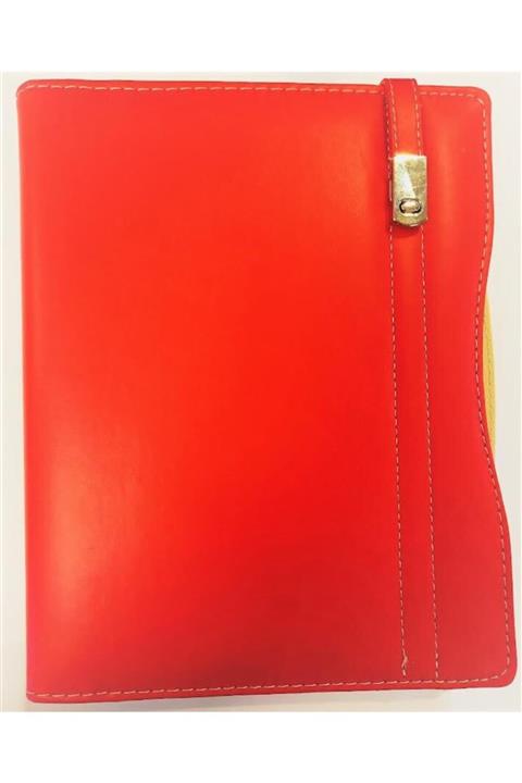 Yağmur 2022 Suni Deri Hesap Makineli Organizer Kırmızı