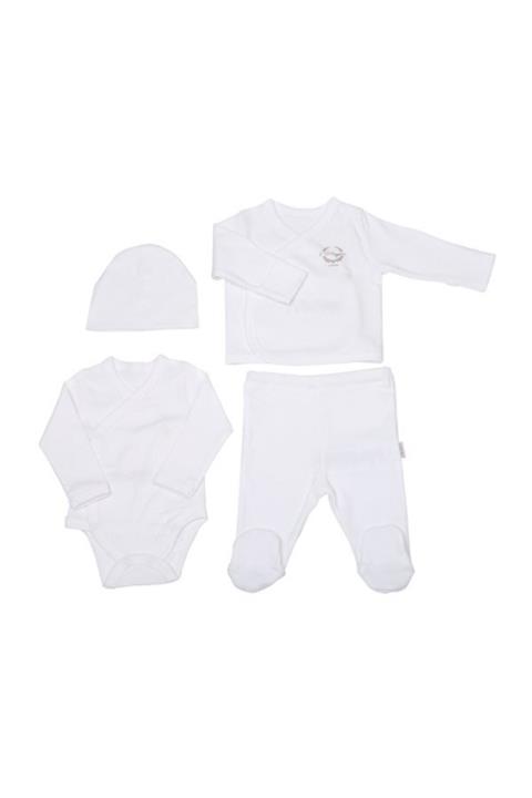 kitikate Unisex Bebek Beyaz Organik Basic Prematüre 4'lü Zıbın Set