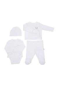 kitikate Unisex Bebek Beyaz Organik Basic Prematüre 4'lü Zıbın Set