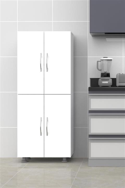 Mimilos D11 Kapaklı Mutfak Kiler Dolabı 4 Raflı 4 Kapılı Dolap