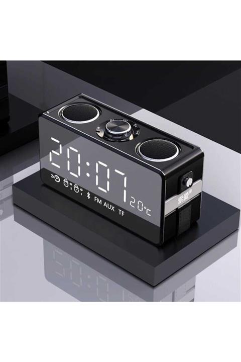CoverStation Soaiy S18 Bluetooth Hoparlör Ekstra Bass Aynalı Tasarım Led Göstergeli Çift Alarm Özellikli