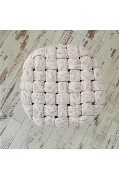 made up story Hasır Örgü Tabure/ Krem/doğal Ahşap