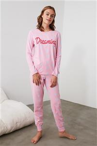 TRENDYOLMİLLA Sloganlı Kalp Baskılı Pijama Takımı THMAW21PT0296