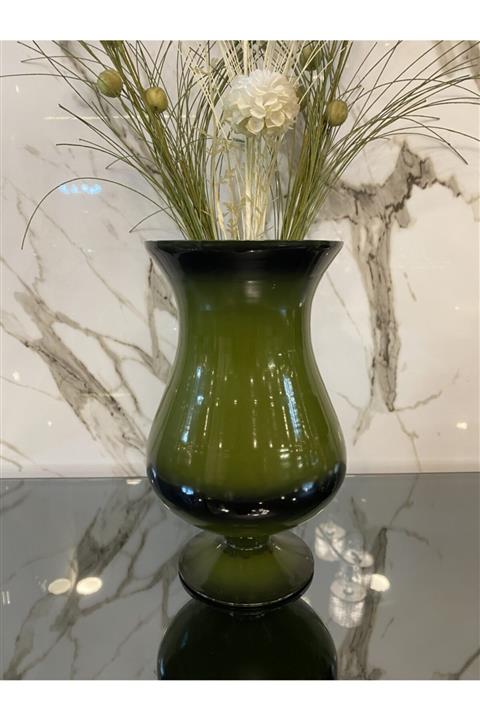 Evdema Mihir Cam Lale Vazo Yeşil