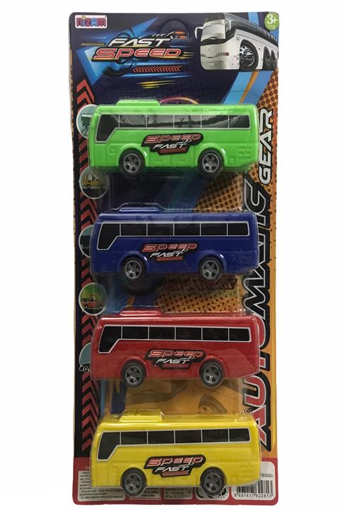 Nizam Oyuncak 4'lü Sürtmeli Otobüs Seti