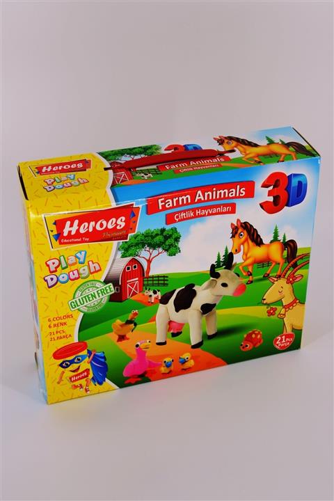 HEROES 3d 21 Parça Çiftlik Hayvanları Seti Oyun Hamuru