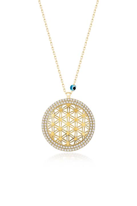 SARIASLAN Gold Yaşam Çiçeği Gümüş Kolye