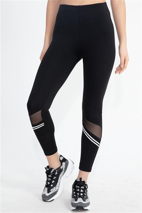 ecemsema Kadın Siyah Tül Detaylı Spor Tayt