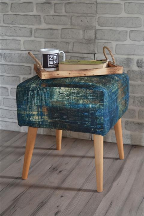 Sanal Mobilya PRAGA KARE PUF YEŞİL KIRÇILLI DESENLİ