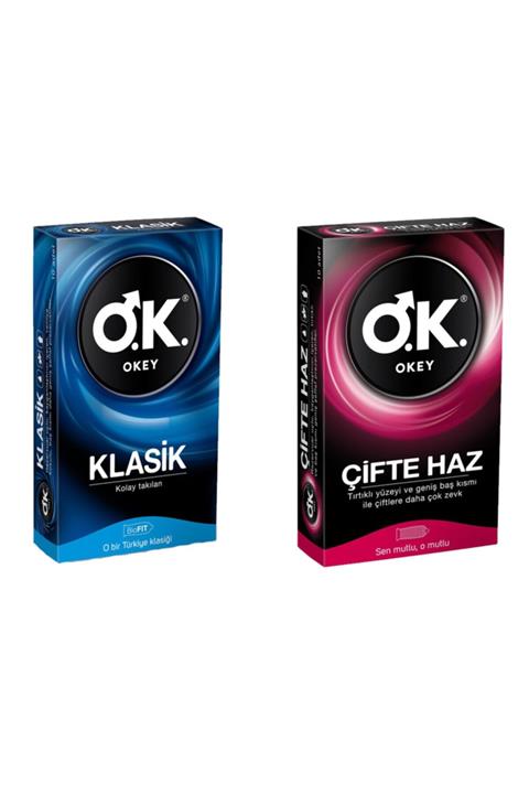 Okey Klasik 10'lu Prezervatif + Çifte Haz 10'lu Prezervatif