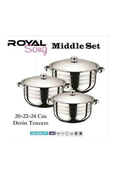 Royal Çelik Tencere Seti 20-22-24 Song Middle 3 Lü