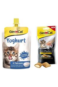 Gimcat Yoghurt Kalsiyum 150 gr + Nutri Pockets Peynirli Kedi Ödülü 60 gr