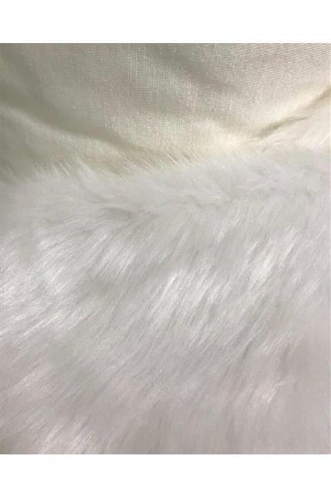 Hanedan Kumaş Beyaz Tüylü Kürk Peluş Kumaş
