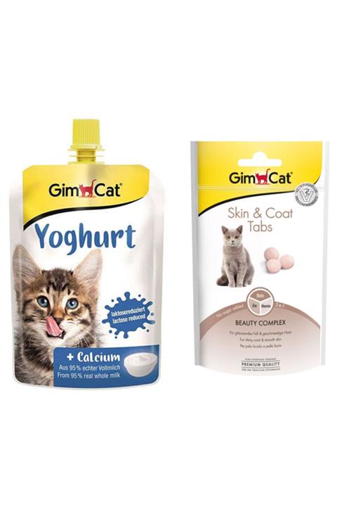 Gimcat Yoghurt Kalsiyum 150 Gr + Skin & Coat Kedi Ödül Tableti 40 Gr
