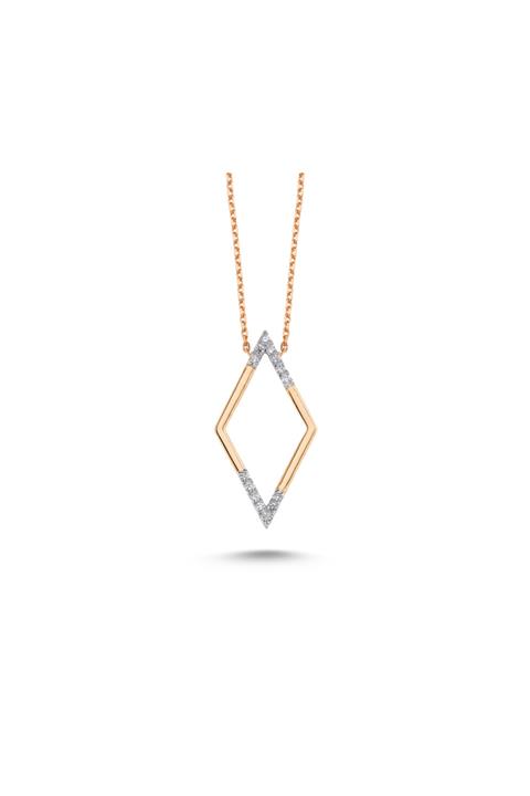 SHINE LINE Pırlantalı 18 Ayar Altın Rhombus Kolye