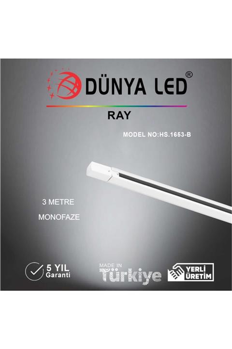 DÜNYA LED Hs.1653-b 3 Mt Beyaz Monofaze Ray