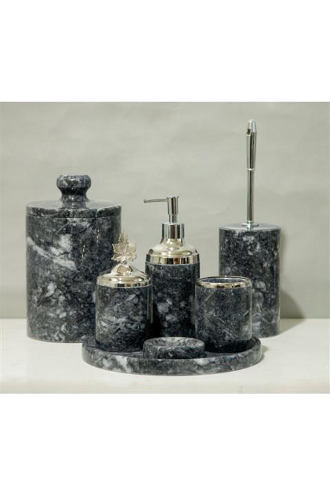 egehome03 Siyah Mermer Banyo Seti 7li