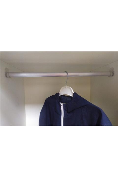 FSM Alüminyum Yuvarlak 50 Cm Dolap Içi Elbise Askı Borusu 2 Adet Plastik Askı Aparatı Vidaları