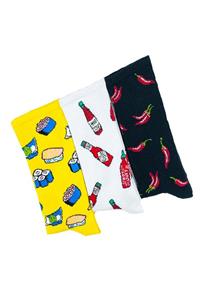 CARNAVAL SOCKS 3 Lü Sushi ve Biber Desenli Renkli Çorap