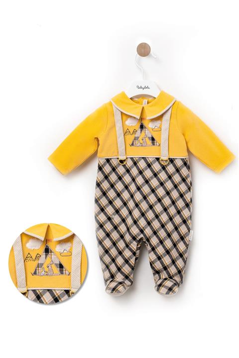 Babydola Erkek Bebek Ekoseli Polo Yakalı Tulum