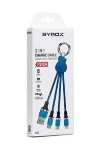 Syrox Çoklu Usb Hızlı Şarj Ve Data Kablo 2.0a Siyah C90