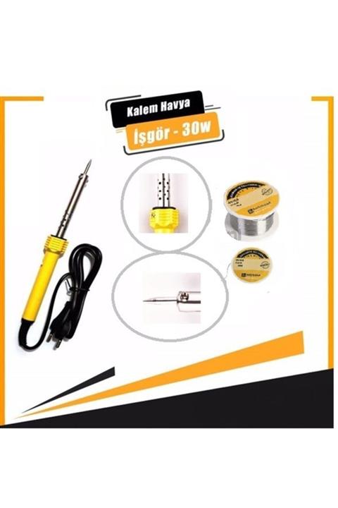işgör 30w Watt Kalem Havya Lehim Teli Ve Pastası Seti 40x60mm