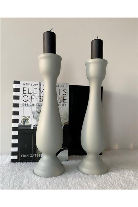 Moon Dizayn Ikili Seramik Şamdan&mumluk