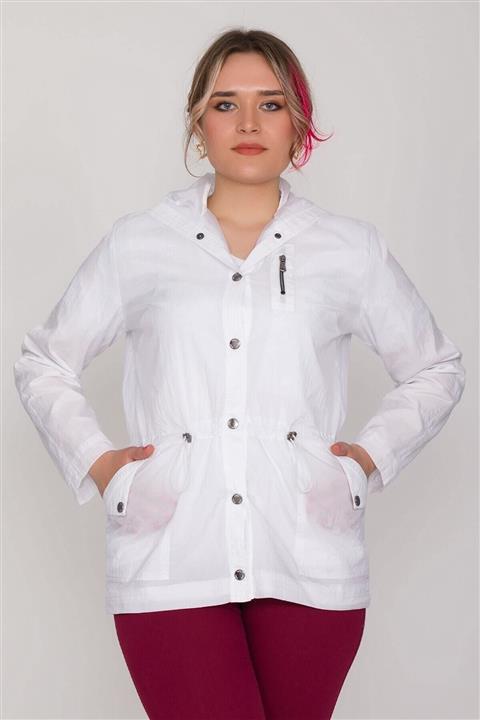 CABANELLİ Kadın  21092 Sabit Kapüşonlu Beyaz Yağmurluk