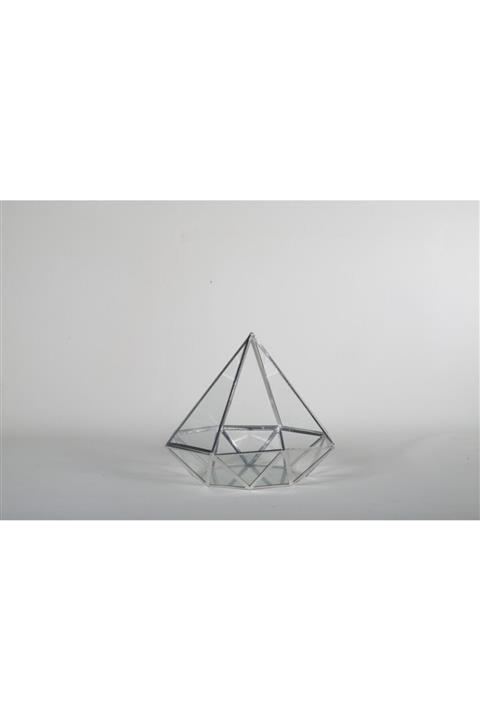 izmirteraryumkonsept Geometrik Cam Fanus Teraryum Diamond (elmas) Gümüş Büyük Boy