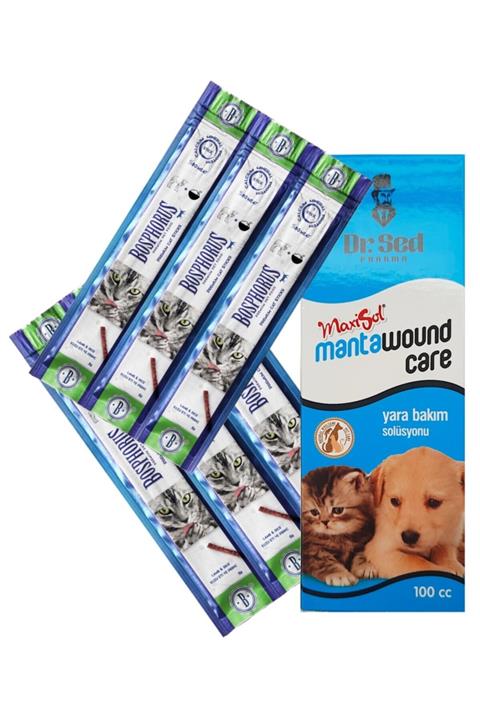 Bosphorus Kedi Yara Çizik Temizlik Bakım Solüsyonu 100cc + Cat Sticks 2 Adet 3lü