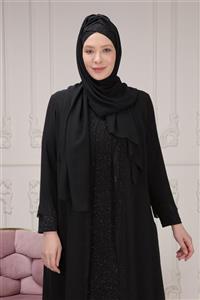 PERYA TEKSİL Sim Kumaş Ve Taş Işlemeli Abiye Elbise + Tasarım Şal Hediyeli