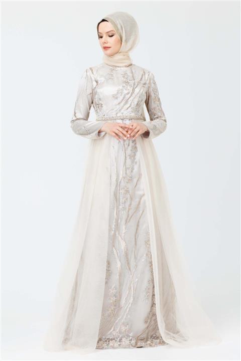 Setrms İşlemeli Tül Detaylı Abiye