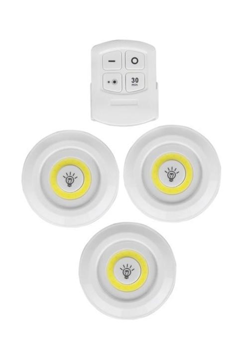 Seyzem Uzaktan Kumandalı Pilli Led Spot Lamba Ampul 3lü Set Yapışkanlı