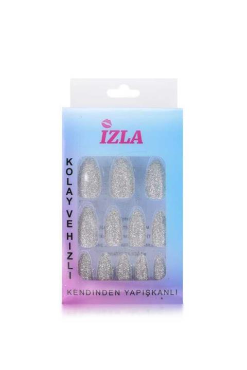 Rood Wit Simli Gri Tak ve Çık Takma Tırnak