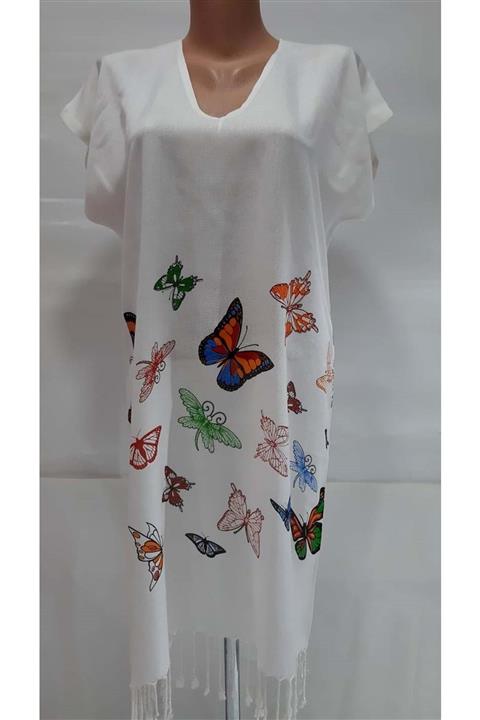 Romans Peştemal Bambu Elbise Kelebek M Beden