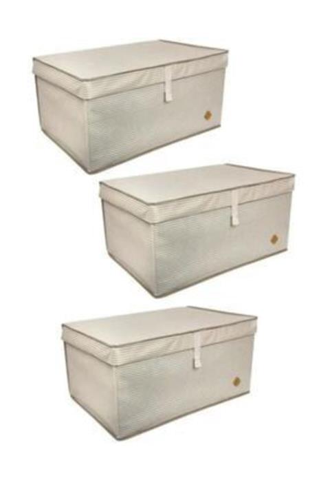 Mallicity 3'lü Set Lüks Çok Amaçlı Kutu Mega Kahverengi Saklama Kabı