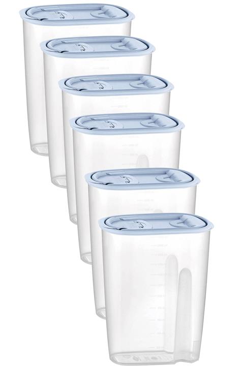 Bager Plastik 6'lı Erzak Kabı (2.2LT) Cok Amaclı Saklama Kutusu Seti Saklama Kabı (MAVİ)