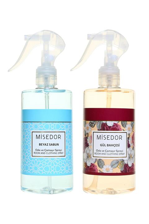 Misedor Beyaz Sabun ve Gül Bahçesi Oda ve Çamaşır Spreyi 330 ml 2 Li Set