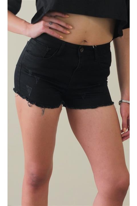 Desbunda Siyah Yırtık Mini Kot Şort