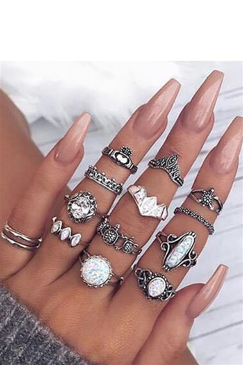 Chavin 14 Lü Çoklu Taşlı Eklem Yüzüğü Yüzük Em57