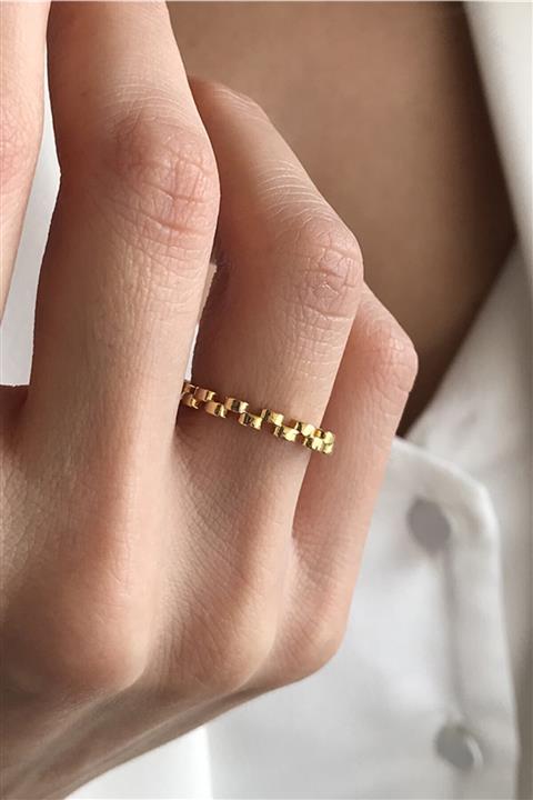 Giulens Altın Kaplama Ayarlanabilir Ince Zincir Yüzük