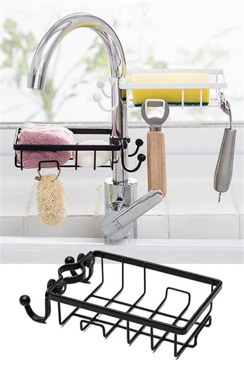 Buffer Paslanmaz Çelik Mutfak Banyo Musluğuna Sabitlenebilir Sabunluk 2 Adet