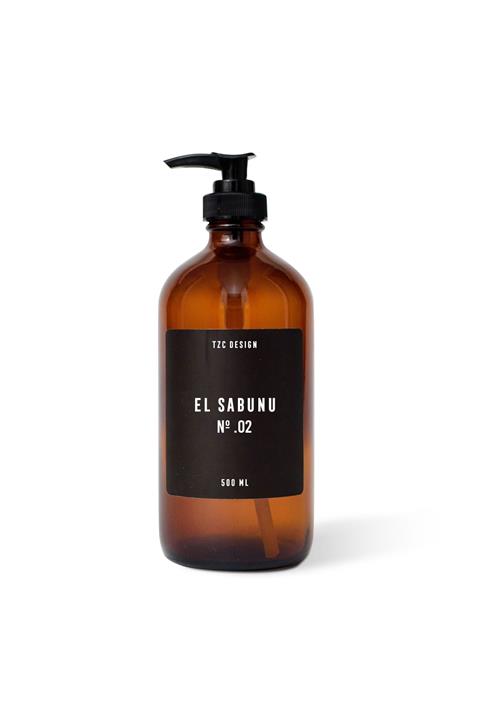 Tzc Desing Amber Kahverengi Cam Şişe El Sabunu 500 Ml Siyah Etiketli