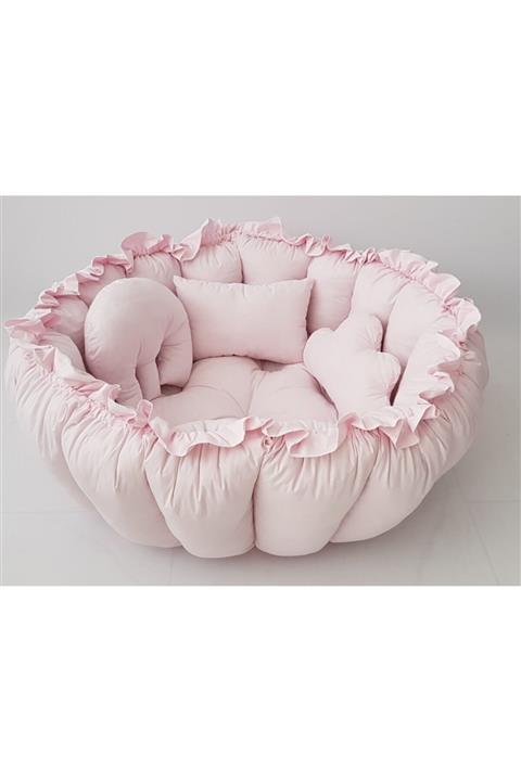 babynestdunyasi Toz Pembe Yuvarlak Babynest Uyku ve Oyun Minderi