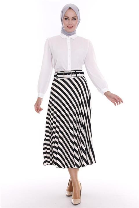 hipatu Piliseli Zebra Desenli Etek