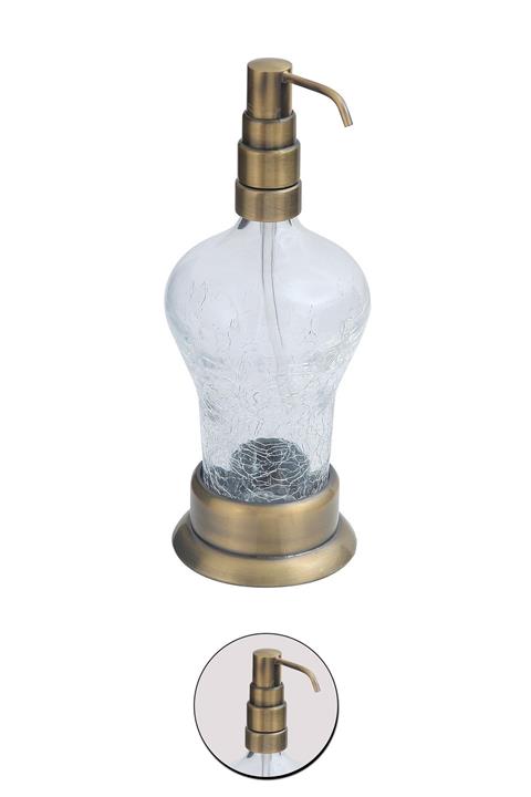 Milenay Ottoman Antik Set Üstü C Cam Sıvı Sabunluk, Pirinç, Pvd Kaplama