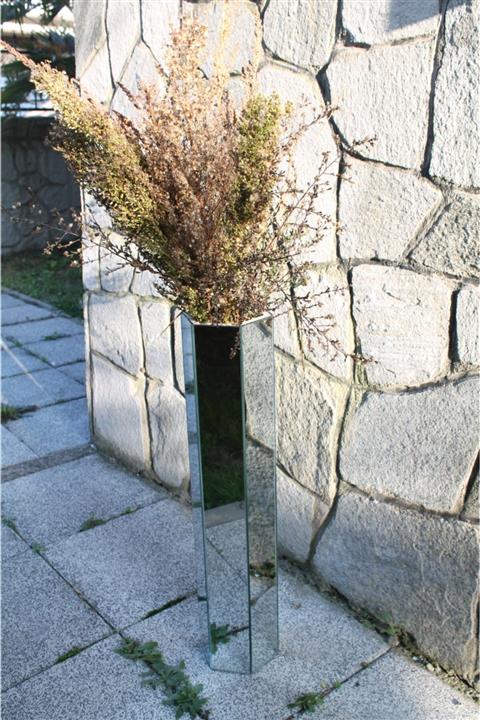 Leaf Decor Dekoratif Beyaz Aynalı Altıgen Vazo