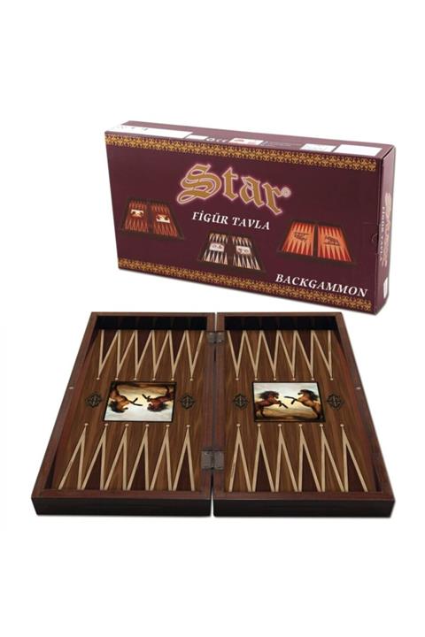 Star Figürlü Tavla Takımı Kahverengi Atlar