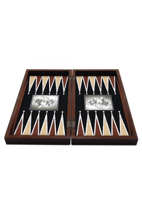 Star Figürlü Tavla Takımı Beyaz Atlar