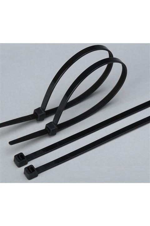 Pemsan (100 ADET) 20cm X 4,8mm Plastik Cırt Kelepçe Kablo Bağı Siyah
